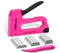 THINKWORK Light Duty Staple Gun for Wood, Wall Stapler with 1600 Staples and Remover Set, Upholstery Staple Gun for Display Boards, Carpentry, Crafts, Fabric, Cable, Decoration DIY, Pink