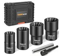 THINKWORK Twist Socket Set Lug Nut Remover, 5-Piece Extractor Socket Tools for Stripped Rounded Wheel Nuts, 17mm 19mm 21mm 22mm, 1/2 Drive
