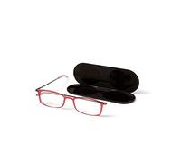 ThinOptics Brooklyn Reading Glasses 1.50 Rectangular Red Frames With Milano Magnetic Case - Thin Lightweight Compact Readers 1.50 Strength