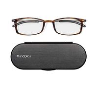 ThinOptics Brooklyn Reading Glasses 1.50 Rectangular Tortoiseshell Frames With Milano Magnetic Case - Thin Lightweight Compact Readers 1.50 Strength