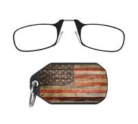 ThinOptics Keychain Case and Readers Rectangular Reading Glasses, Printed Flag Case/Black Frames, 44 mm