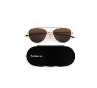 ThinOptics Pilot Style Sunglasses - Mirrored Polarised Brown Lenses With Gold Frames Unisex Sun Glasses With Aluminium Case