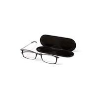 ThinOptics Reading Glasses 1.0 with Slim 4mm Magnetic Case - Ultra Light Spectacles with Black Frame - Stylish Readers for Men & Women - Thin Design with Brushed Aluminium Case