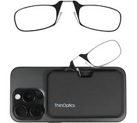 ThinOptics Reading Glasses 1.00 Black Frames With Universal Pod Compact Case - No Temple Armless Readers 1.00 Strength With Flex-Fit Technology