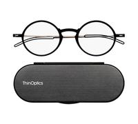 ThinOptics Reading Glasses 2.5, Black Frame, Slim 4mm Case, Compact, Unisex