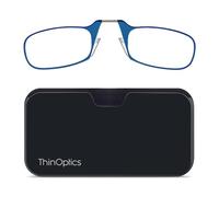 ThinOptics Reading Glasses 2.50 Blue Frames With Universal Pod Compact Case - Ultra-light Foldable Rectangular Glasses - Clip-on Nose - 2.50 Strength With Flex-Fit Technology
