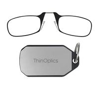 ThinOptics Silver Keychain With Extra Low Strength Reading Glasses +1.00, Black