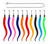 Thinp 10 Pcs Cat Worm Toy, Fuzzy Worm Cat Toy Refill Cats Wand Attachments with 1pcs Black String for Wand Replacement Interactive Cats Kittens for Indoor