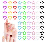 Thinp 100 Pcs Heart Nail Charms,Stars Nail Charms 3D Mix Color Heart Resin Star Charms for Nails Heart Charms for Nails Kawaii Nail Charm Cute Nail Charms for Women Girls DIY Manicure Craft Decoration