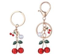 Thinp 2 Pack Glitter Cherry Bag Charm with 2 Kinds Key Ring and Clip Cherry Bag Charms Purse Charms Handbags Sparkling Red Metal Accessory for Women Girls Birthday Christmas Gifts Stocking Stuffers