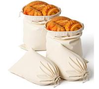Thinp 2 Pcs Bread Bags for Homemade Bread, 12 x 16 in Reusable Linen Bread Bag with Drawstring Sourdough Bread Storage Produce Bags Keep Breads Fresh for Dinner Party & Baking Supplies