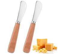 Thinp 2 Pcs Butter Spreaders, Butter Knife Spreader Stainless Steel Straight Edge Cheese Spreader Knives with Wood Handle for Sandwich Jam Cheese Knife Set Kitchen Tools