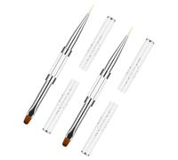 Thinp 2 Pcs Double Ended Gel Builder Brush,Builder Gel Nail Brush Hard Gel Nail Brush Nail Drawing Brushes French Tip Brush Nail UV Gel Brush Gel Brushes for Builder Gel Nails Art Design,White