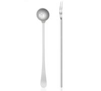 Thinp 2 Pcs Olive Spoon and Pickle Fork, Stainless Steel Long Handle Olive Fork for The Jar-Olive Spoons with Holes for Jars and Pickles Onion Cucumber
