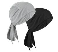 Thinp 2 Pcs Polyester Durags for Men, Doo Rags for Men Sweat Wicking Head Wrap Breathable Dew Do Rags Helmet Liner Skull Cap for Men Running Cycling Motorcycle Outdoor Activities Sweat Hats for Men