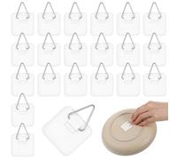 Thinp 20 Pcs Adhesive Picture Hangers, Picture Hanging Hooks Without Nails Invisible Plate Hangers for the Wall Sticky Wall Plate Hanger for Home Walls Art Photo Frame Decor