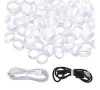 Thinp 200 Pcs Small Thick Rubber Bands, 0.8in/20mm Silicone Cable Ties Elastic & Reusable Flat Rubber Bands Non-Slip Silicone Rubberbands Strong Rubberbands for Wire Cord Cable Organization(White)