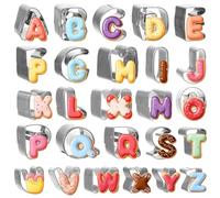 Thinp 26 Pcs Alphabet Cookie Cutters Letter Cookie Cutters Set Stainless Steel Letter Cutters for Cake Decorating Biscuits Pastry Baking Dough Holiday Themed Party