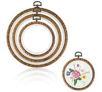 Thinp 3 Pcs Embroidery Hoop Frame,3 Size Imitated Wood Display Frame Circle Embroidery Hoops Mini Embroidery Hoops Faux Wood Embroidery Hoop Embroidery Frames for Display Art Craft Sewing DIY Hanging