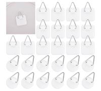 Thinp 30 Pieces Wall Plate Hangers, Invisible Adhesive Plate Hanger Plastic Adhesive Picture Hangers Without Nails Frame Hangers Plate Holder for Bathroom Kitchen Wall Decoration (Round&Square)