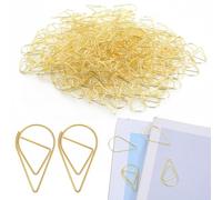 Thinp 300 Pcs Gold Paper Clips, Water Drop Paper Clips Decorative Paperclips Metal Teardrop Papers Clip Bookmarks Papers Clip for Memo Photo Wedding Invitations Office Supplies