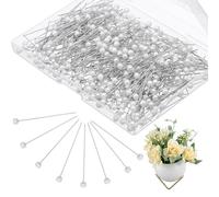 Thinp 300 Pcs Pearl Pins for Bouquets, 1.5inch Pearl Push Pins Corsage Pins-Round Ball Pearls Head Straight Pin for Crafts DIY Jewelry Making Sewing Wedding Flower Decoration