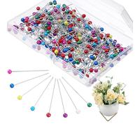 Thinp 300 Pcs Sewing Pins for Fabric, 1.5inch Straight Pins with 4mm Colored Ball Head Quilting Pins-Round Pearl Head Pin for Fabric Crafts DIY Jewelry Making Wedding Flower Decor (Colorful)