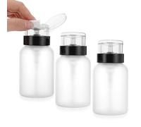 Thinp 3pcs 220ml Nail Polish Remover Pump Bottle Dispenser, Clear Pump Dispenser Bottles with Flip Cover Push Down Cleanser Bottle for Nail Polish and Makeup Remover