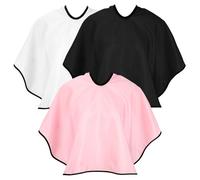 Thinp 3PCS Makeup Capes, Short Barber Cape for Women Beauty Salon Bibs with Sticker Lightweight Comb-out Beard Apron Waterproof Nylon Salon Hair Cutting Capes(Black White Pink)