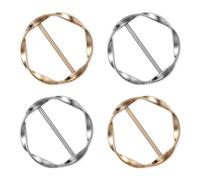 Thinp 4 Pcs T Shirt Tie Clips for Women,Scarf Ring Clip Scarf Clip Twist Tee Knot Ring Shirt Tie Ring Clothes Corner Knotted Button Metal Round Circle Shirt Clips for Women Clothing Loose T-shirt