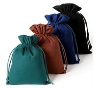 Thinp 4 Pcs Velvet Gift Bags, 7.09 x 5.12 Inch Mini Dice Bags Soft Velvet Bag with Drawstrings Colorful Velvets Jewelry Pouches for Tarot Rune Jewelry Crystal (4 Colors)