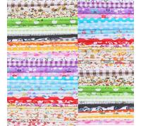 Thinp 50 Pcs 8 x 8 Inches Multicolor Floral Fabric Squares, Polyester Precut Fabric Bundles for Quilting, Sewing, Crafts & DIY Projects