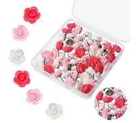 Thinp 50 Pcs Flower Push Pins, Rose Decorative Thumb Tacks Cute Push Pins for Bulletin Board Floret Thumb Tacks for Cork Board Photos Wall Feature Wall Maps Offices School or Home