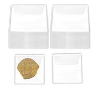 Thinp 50 Pcs Single Pocket Coin Sleeves, 2.2 X 2.2 Inch Clear Plastic Coin Holders Individual Coins Protectors Small Pouches for Coins Currency Bills Collectors (Rectangular)