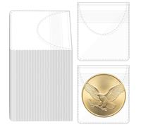 Thinp 50 Pcs Single Pocket Coin Sleeves for Collectors, 2.1 X 2 Inches Plastic Coin Holders Clear Individual Coins Protectors for Collectors Portable Small Pouches for Currency Bills Storage