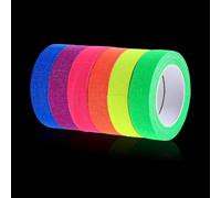Thinp 6 Colors Neon Gaffer Cloth Tape Blacklight Reactive Fluorescent Cloth Glow in the Dark Super Bright Spike Tape Fluorescent UV Party Decorations Supplies Accessories (0.6 Inch X 16.5 Feet)