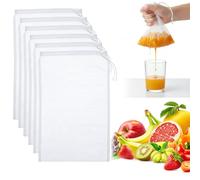Thinp 6 Pcs Nut Bag Strainer, 12 x 8 in Cheese Cloth Bag for Straining Reusable Nut Milk Bags 200 Mesh Drawstring Bags Nylon Fine Mesh Strainer for Straining Fruit Juice Cheese Coffee Tofu Yogurt Tea