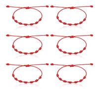 Thinp 6 Pcs Red Cord Bracelet, Adjustable 7 Knot Red String Lucky Bracelet
