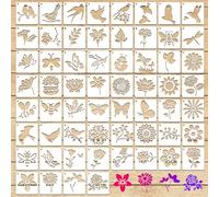 Thinp 60 Pcs Flower Stencils for Furniture, 3 Inch Self Adhesive Daisy Stencil Reusable Pattern Stencils Plastic Small Stencil Set for Painting on Wood Canvas Wall Tile Home Decor