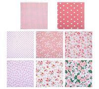 Thinp 8 Pcs Floral Fabric Squares, 10 X 10 Inch Cotton Fabric Bundles Pre-Cut Quilted Fabrics Retro Patchwork Squares Floral Print Charm Pack for DIY Handmade Craft Home Party Decor (Pink)