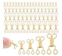 Thinp 80 Sets Hook and Eye Fastenings for Clothes, 4 Sizes Sewing Hooks and Eyes Closure Bra Hooks for Clothing Bras Trousers Skirts Pants (Gold)