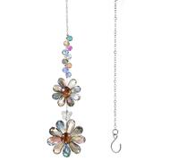 Thinp Crystal Suncatcher Hanging Ornament, Flower Suncatcher for Window Window Rainbow Maker with Chain Car Rear View Mirror Pendant Crystal Hanging Decor for Indoor Windows Outdoor Patio Garden