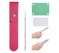 Thinp Loop Cuticle Pusher, Stainless Steel Cuticle Pusher Scraper Pre-Treatment Dual Ended Cuticles Remover Tool with 100#/240# Grit Nail Files and 1p Storage Bags, for Salon & Home Use