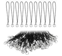 Thinp Pack of 100 Mobile Phone Pendants, Mobile Phone Lanyard Strap, Simple Mobile Phone Lanyard with Carabiner, Split Ring Strap, Key Ring Loop for DIY Smartphone, Tablet (Black)