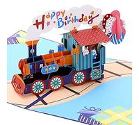 Thinp Pop up Birthday Card, Happy Birthday Train Pop up Card 3D Greeting Card for Birthday with Envelope Funny Birthday Card Pop up Gift Cards for Boys Girls Daughter Son Nephew Grandson