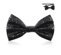 Thinp Sparkly Bow Tie, Black Sequin Bow Tie Adjustable Bowties for Men Pre Tied Glitter Bowtie for Men Christmas Wedding Banquet Carnival Party