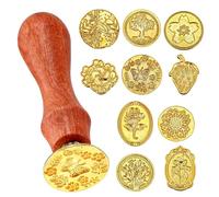 Thinp Wax Seal Stamp Set, 10 Pcs Letter Wax Seal Stickers Self Adhesive Gold Sealing Wax Stamp Kit Wedding Invitation Envelope Seal Stickers for Letter Greeting Cards Wedding Party Birthday