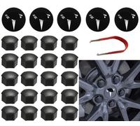 ThinSGO Tesla Model 3 Y S X Wheel Cap Kit 4 Hub Center Cap + 20 Lug Nut Cover (White)