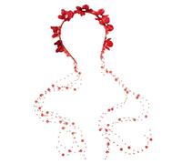 Thinslimer Red Flower Headpiece for Women Hair Bohemian Floral Pearl Vines Headband for Wedding Fairy Accessories Girls Bride Party Festival