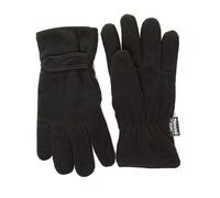 Thinsulate Ladies Winter Gloves Black Fleece with Adjustable Strap Insulated Thermal Protection (Large)